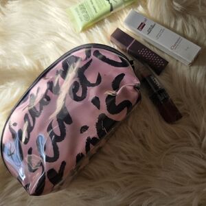 Victoria's Secret Pink Cosmetic Bag with Black Script
